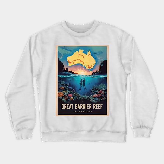 Vintage Retro Great Barrier Reef Adventure Crewneck Sweatshirt by POD24